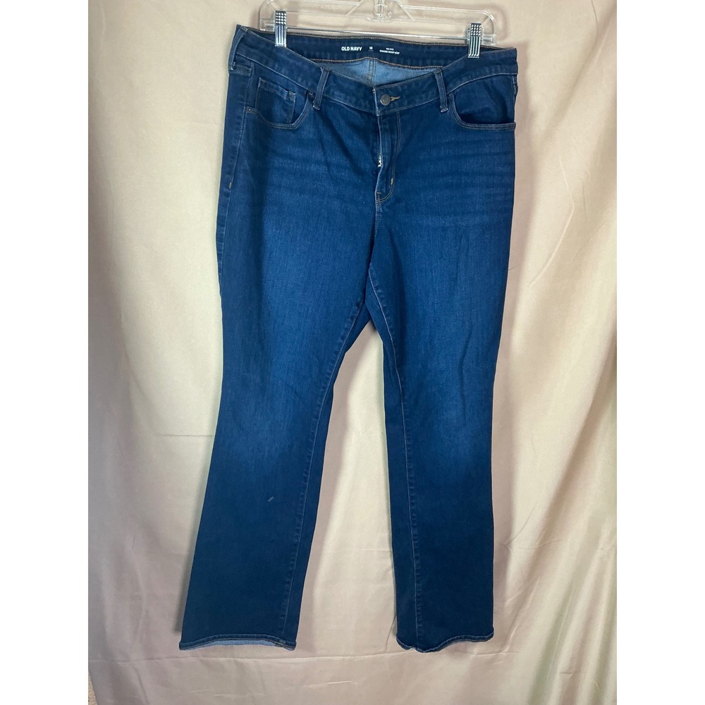 Old Navy Kicker Boot-Cut Jean Women 16 Long Dark Blue Excellent Mid-Rise Stretch